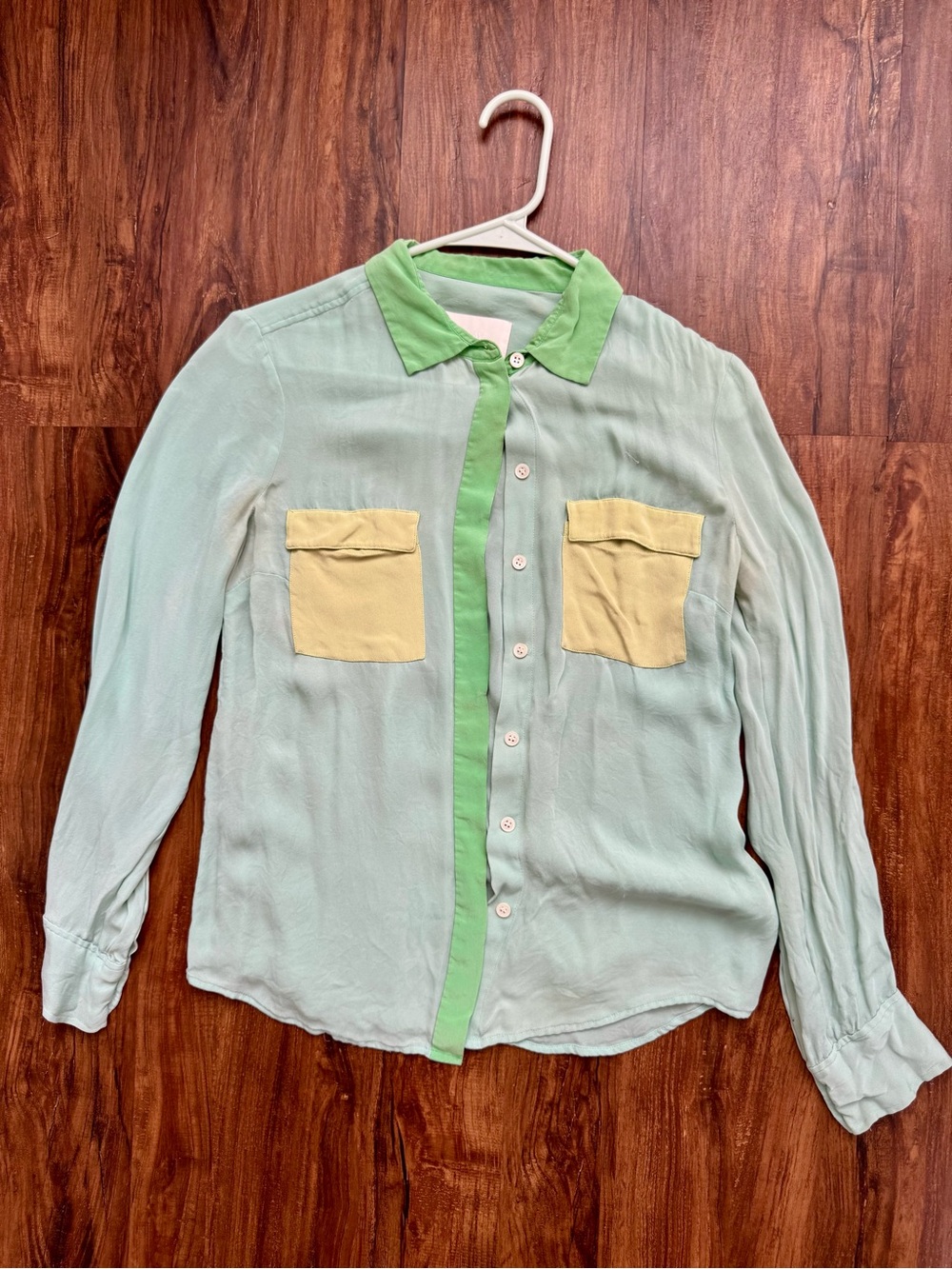 J.Crew Collections Mint, Lime, and Kelly Green Silk Button-Up Shirt, Size 4